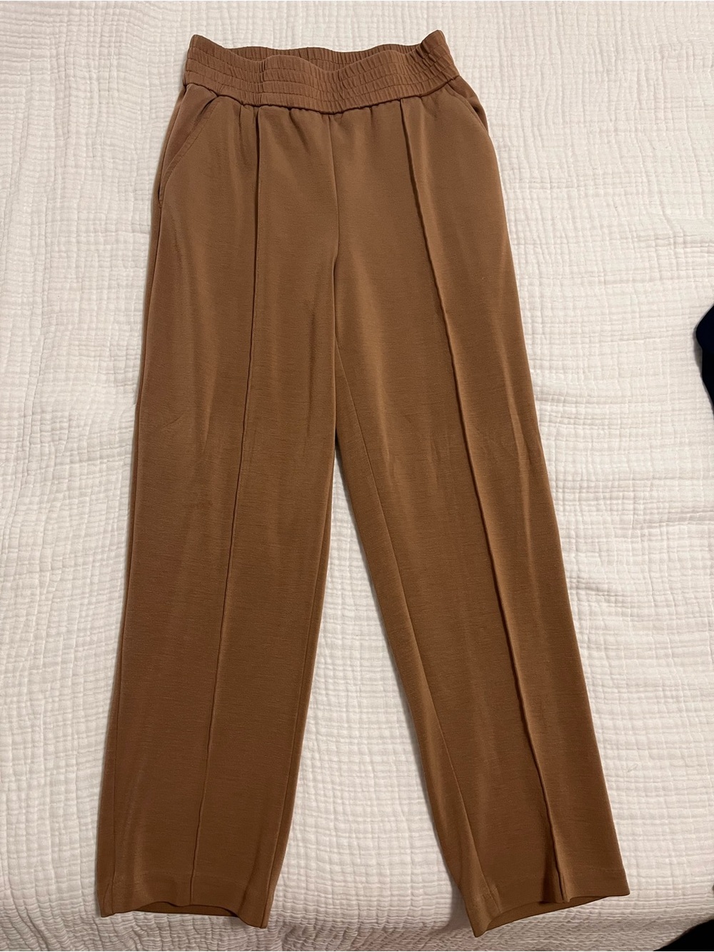 Brown Wide-Leg Pull-On Pants